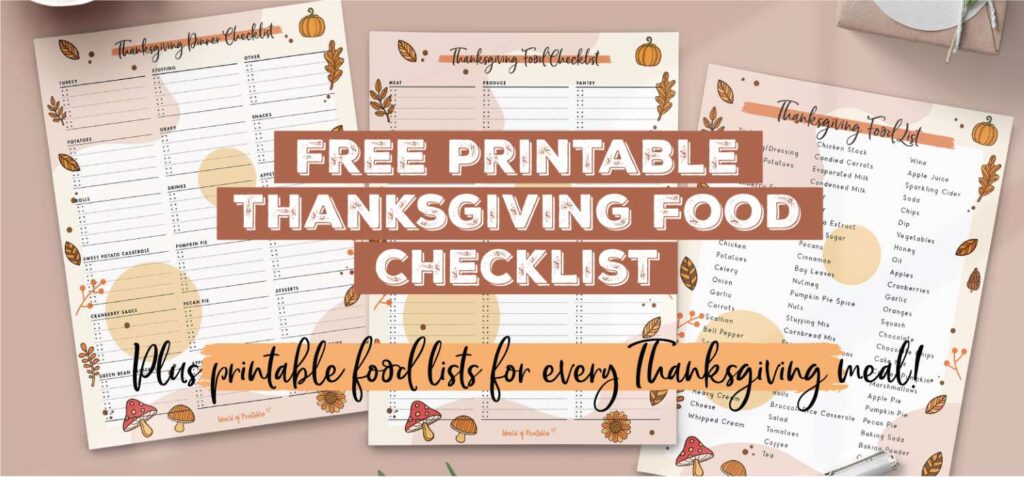Thanksgiving food checklist and food list