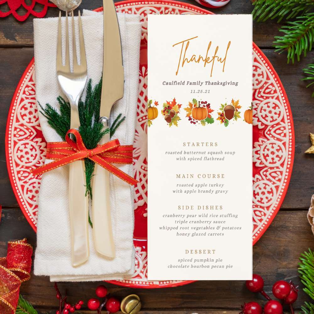 Thanksgiving menu printable