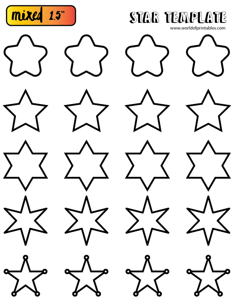 Various Stars Template 1.5 Inch