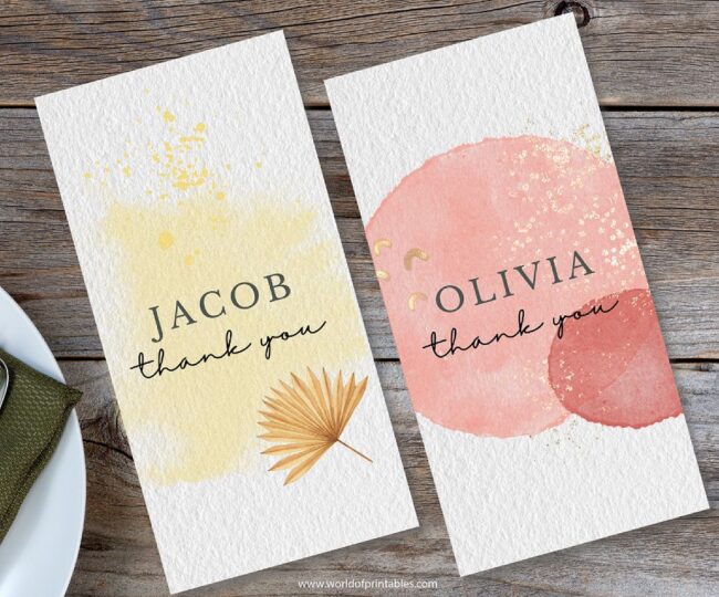 Watercolor Thanksgiving Place Cards Printable