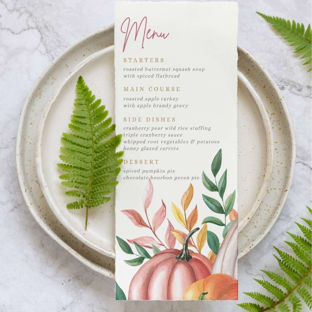 colorful thanksgiving menu template