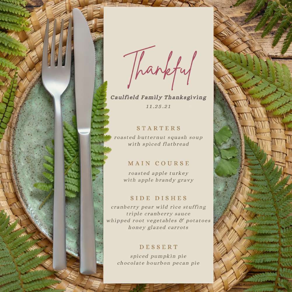 elegant thanksgiving menu template