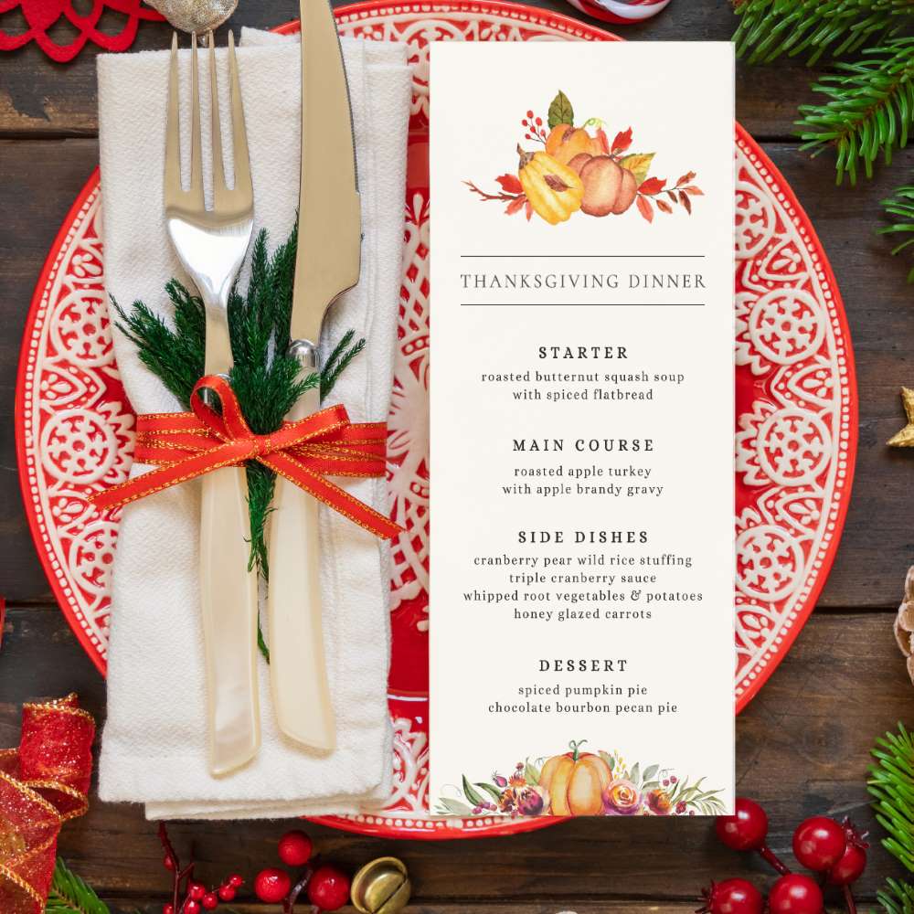 Thanksgiving Menu Template - 23 Styles to Customize & Print For Free In Thanksgiving Day Menu Template