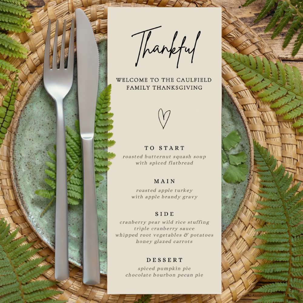 thanksgiving menu template design