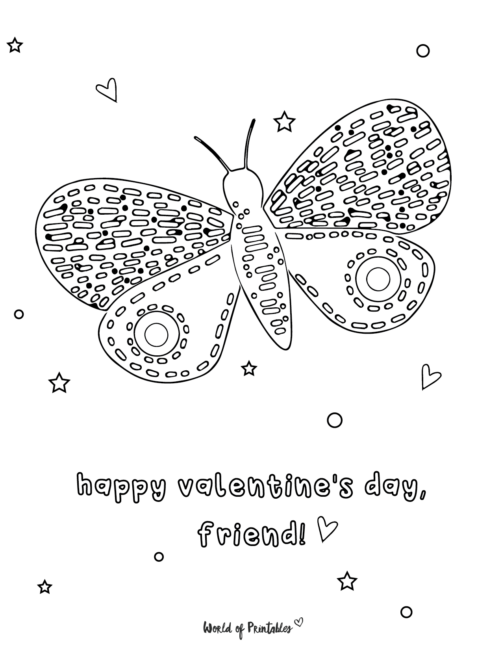 Butterfly Valentines Day Coloring Page