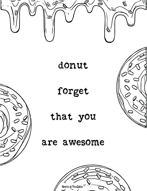 Cute Donut Valentines Day Coloring Page