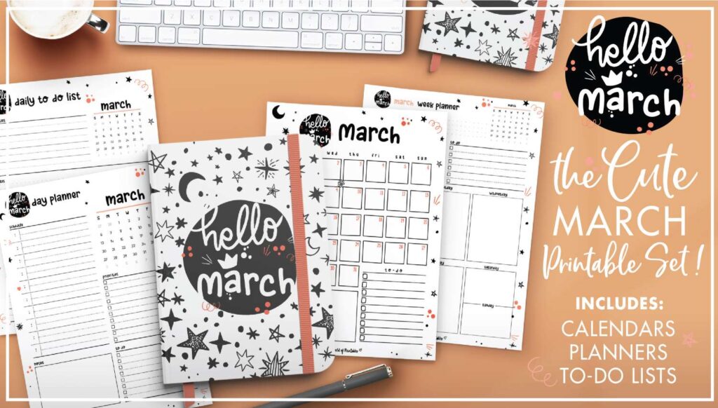 Cute March Calendar and Planner Printables