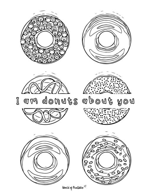 Donut Valentines Day Coloring Page