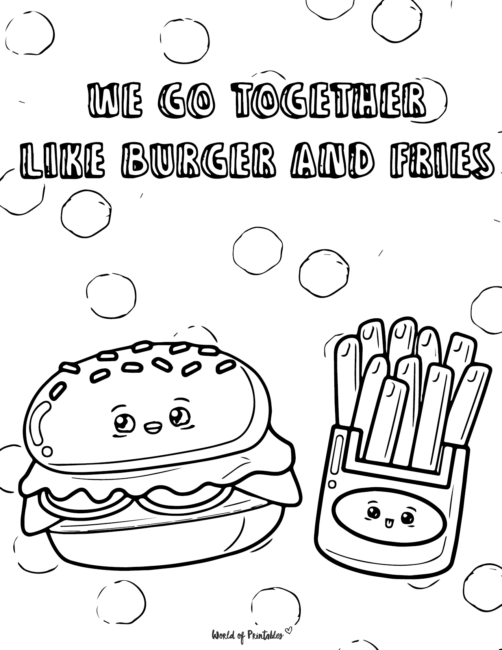 Fast Food Valentines Day Coloring Page