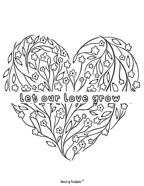 Floral Valentines Day Coloring Page