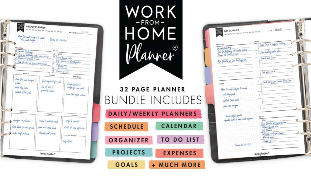 Free Printable Work From Home Planner