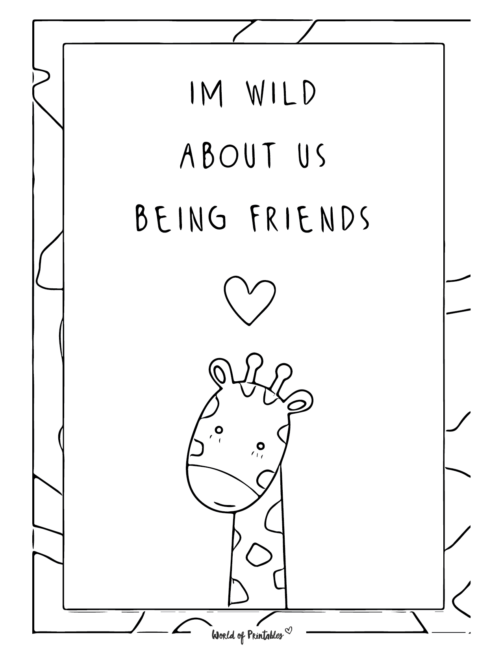 Giraffe Valentines Day Coloring Page