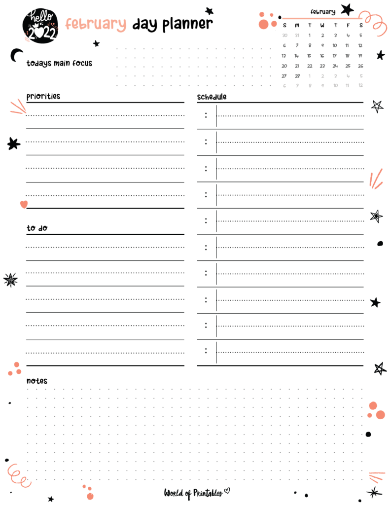 Free Cute February Calendar & Planner Printable Set - World of Printables