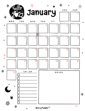 Free Cute January Calendar &amp; Planner Printable Set - World of Printables