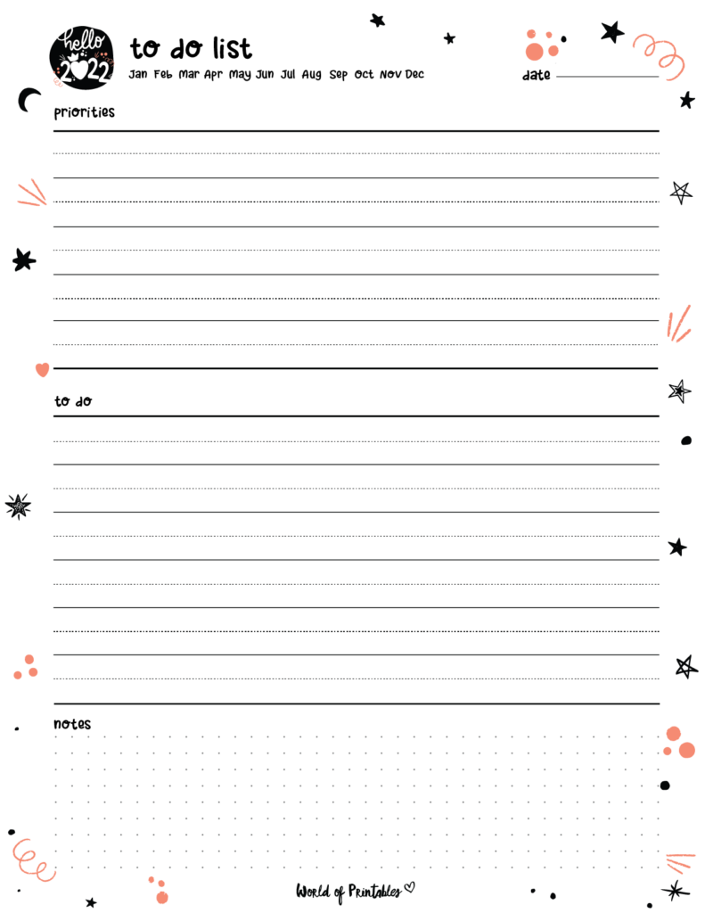 Hello 2022 Cute Planner To Do List