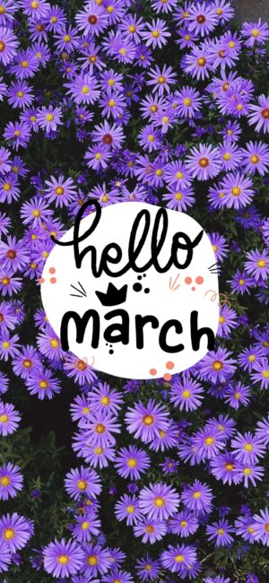 Hello March Pretty Purple Wallpaper