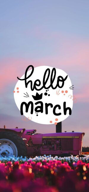 Hello March Purple Aesthetic Wallpaper