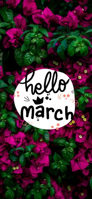 Hello March Purple Floral Wallpaper