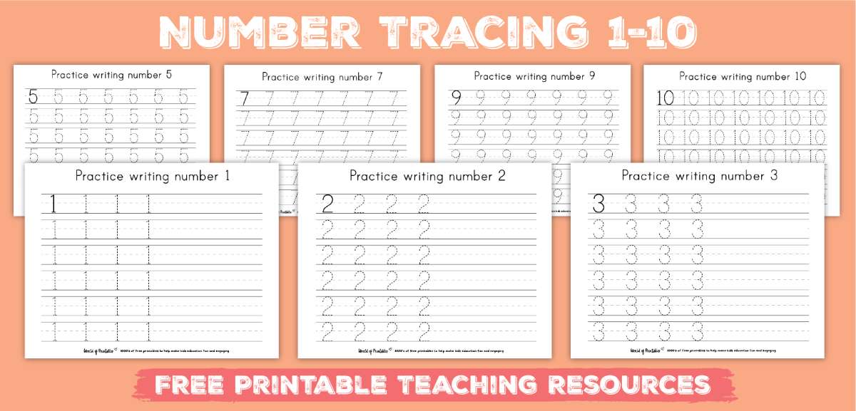 number tracing 1 to 10 activities world of printables