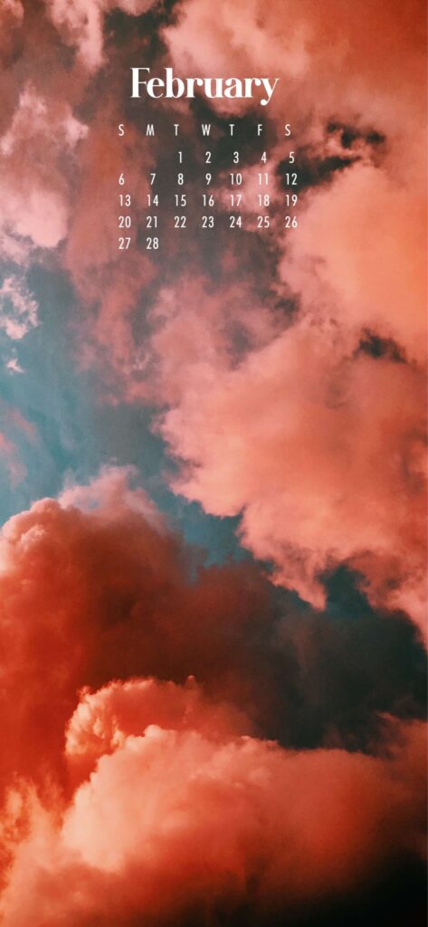 Pink Clouds February Phone Wallpaper