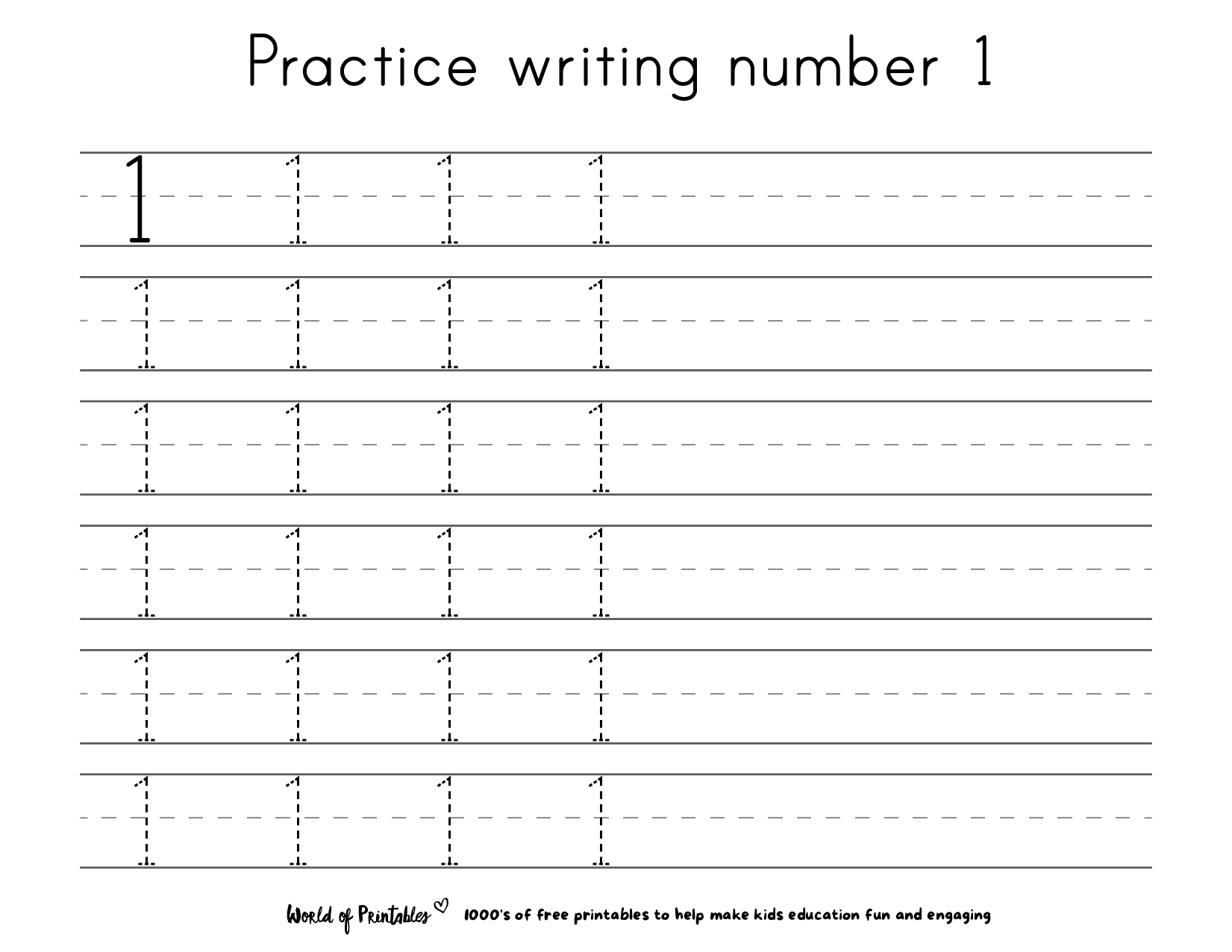 number tracing worksheets 1 10