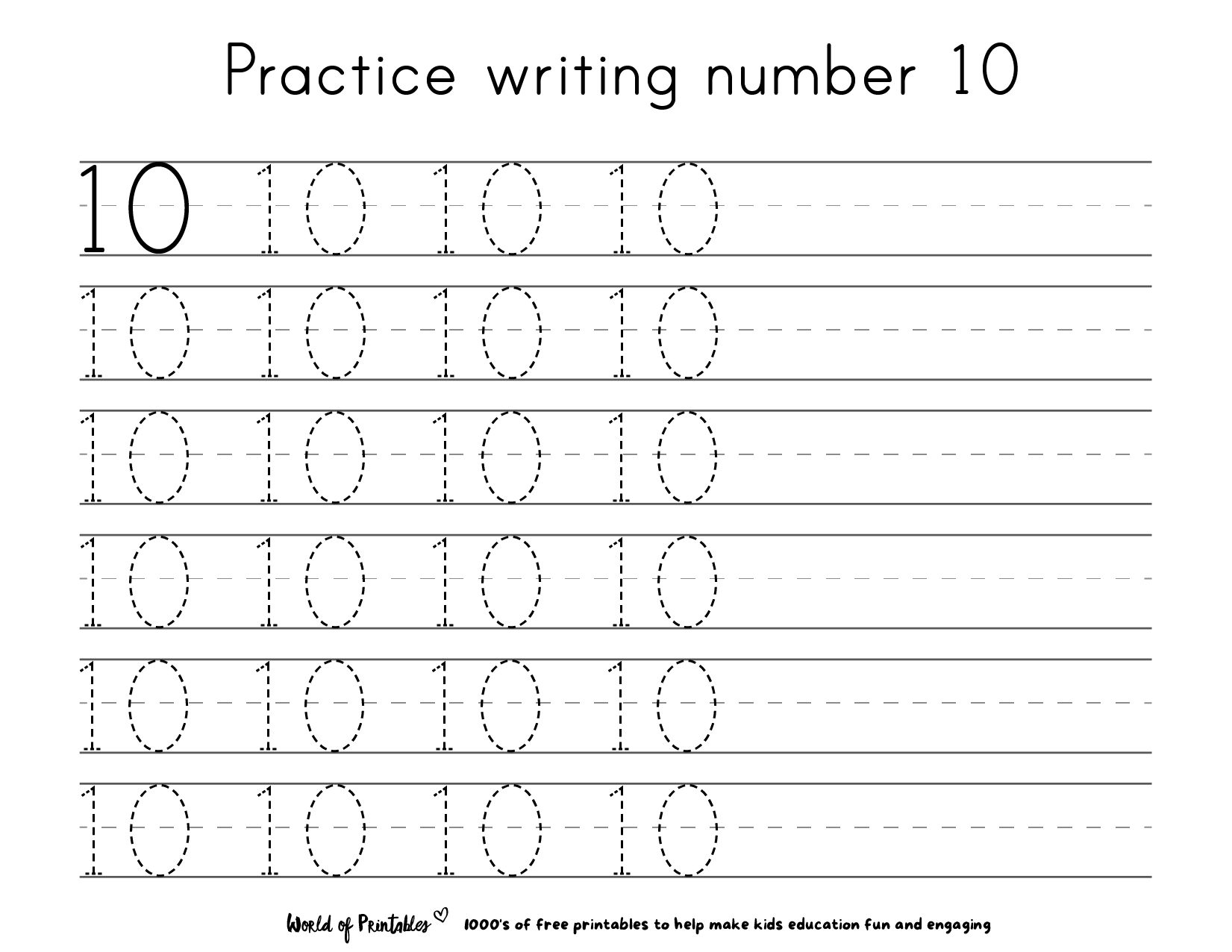 Practice Writing 1 10 Worksheet