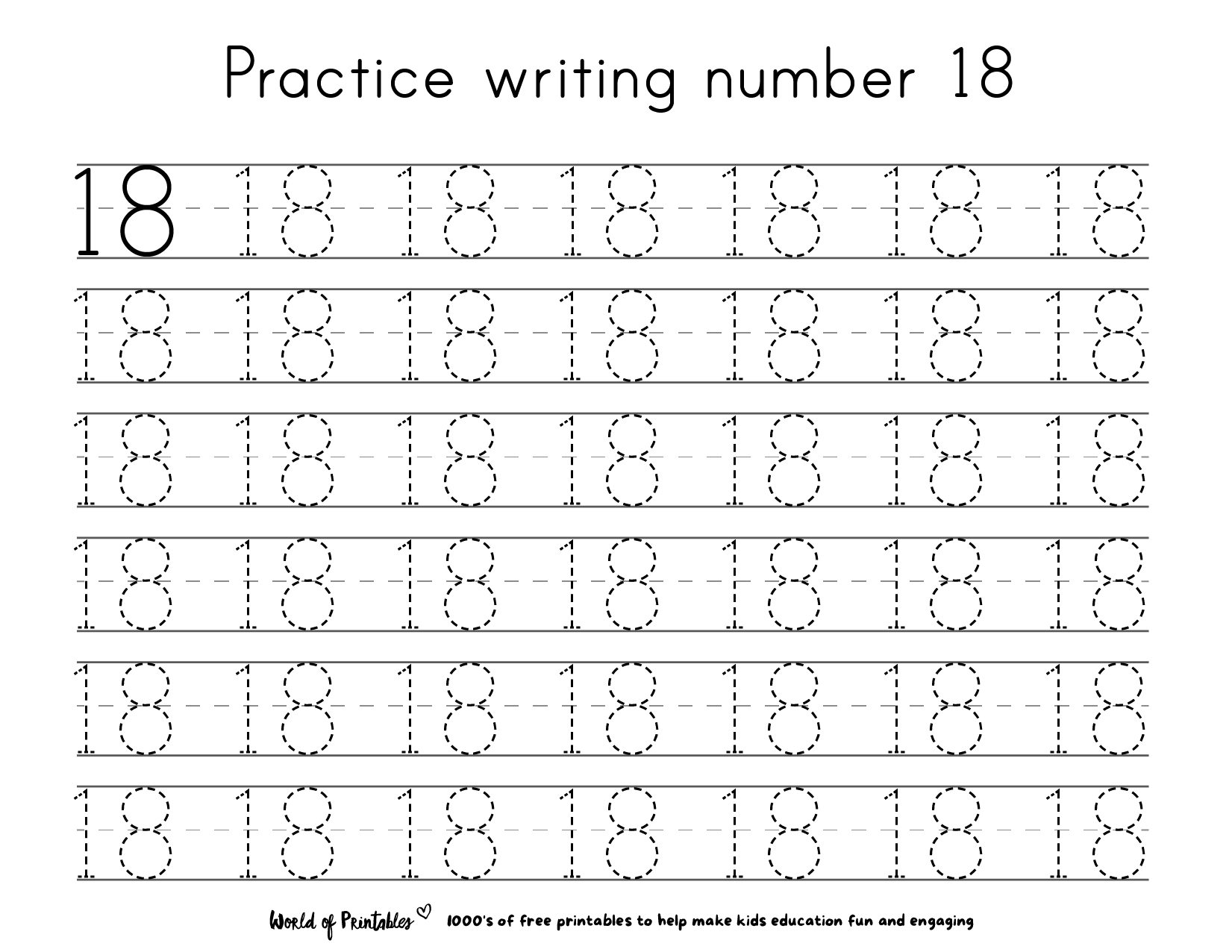 Number 18 Worksheet