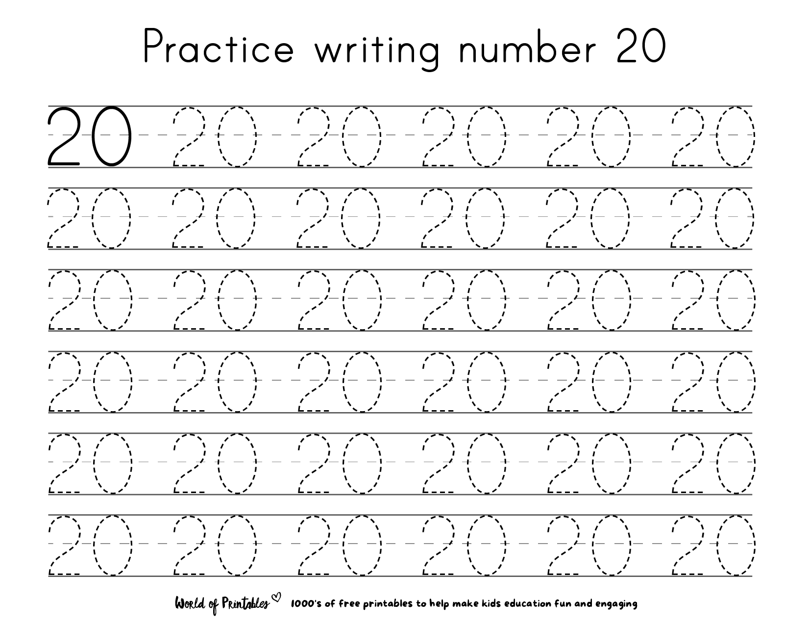 Tracing Numbers 1 20 Free Printables Printable Templates Protal