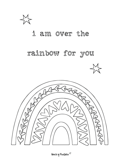 Rainbow Valentines Day Coloring Page