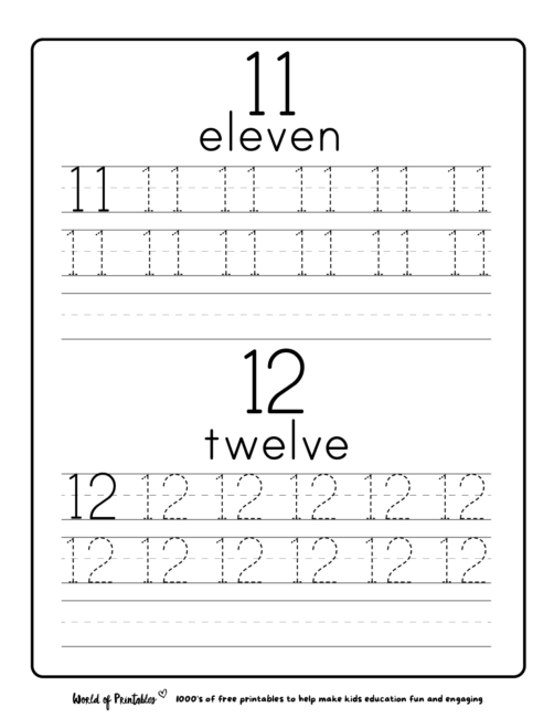 number practice 11 and 12