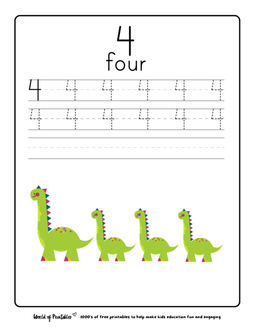 number 4 practice preschool worksheet