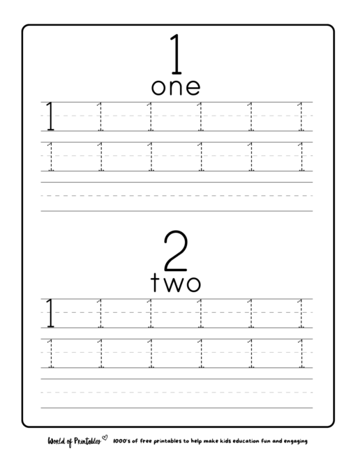 number practice 1 and 2