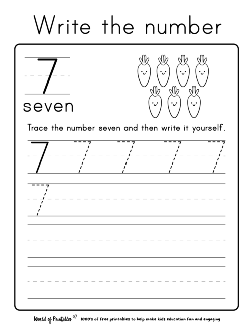 number tracing 7
