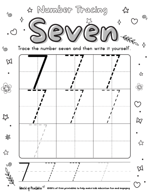 number tracing seven