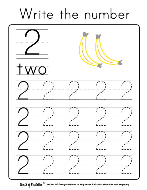 practice writing the number 2