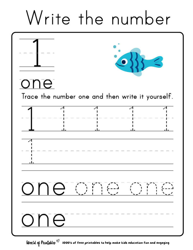 Number Tracing | 165 Free Printable Worksheets
