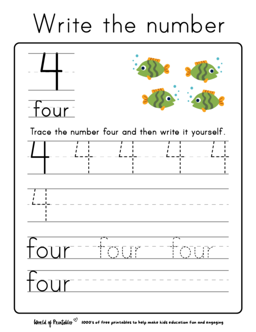 write the number 4 four