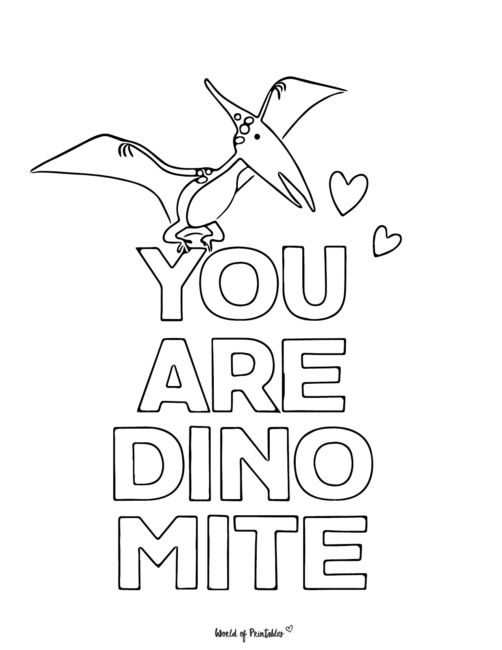 Valentines Day Coloring Page Dinosaur