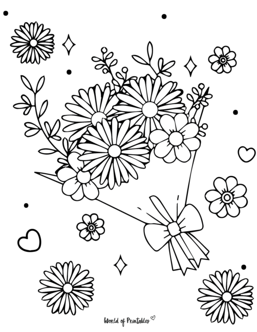 Valentines Day Coloring Page Flowers
