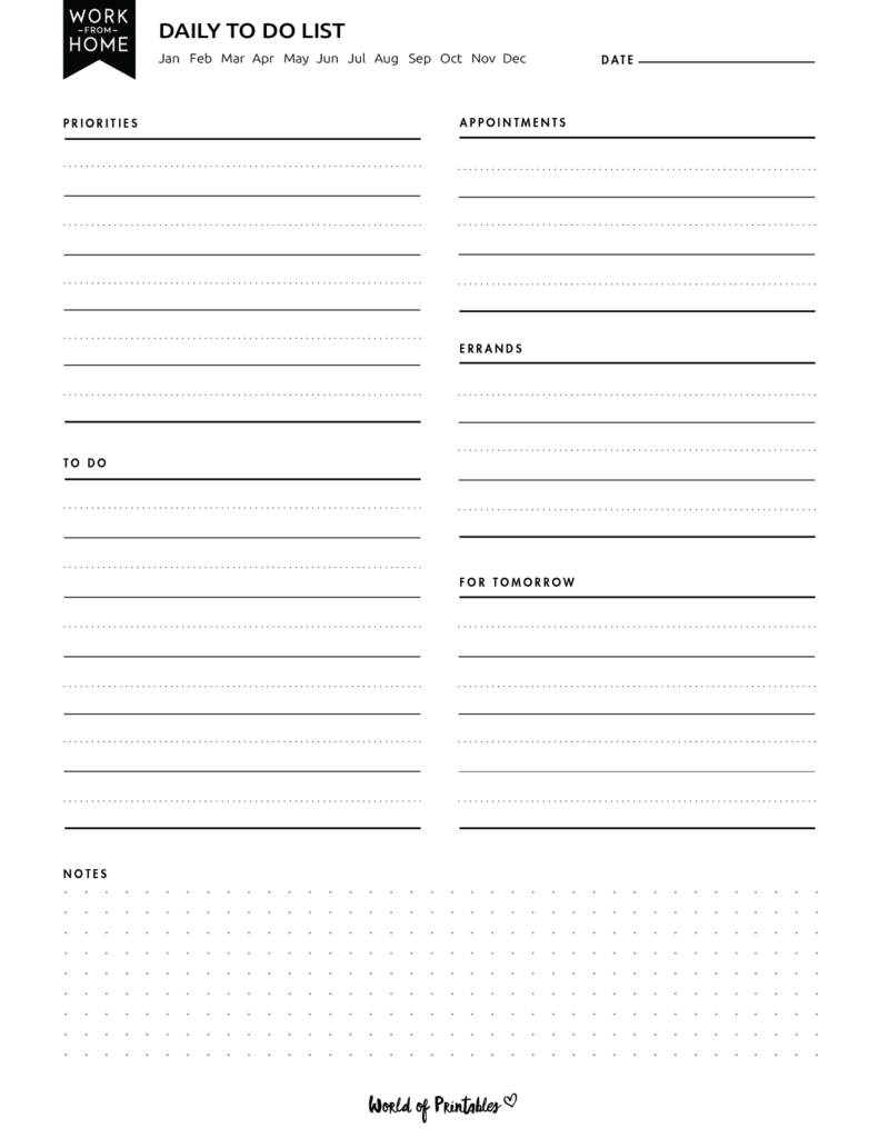 Work From Home Planner_Daily To Do List