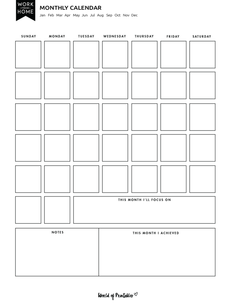 Work From Home Planner_Month Planner