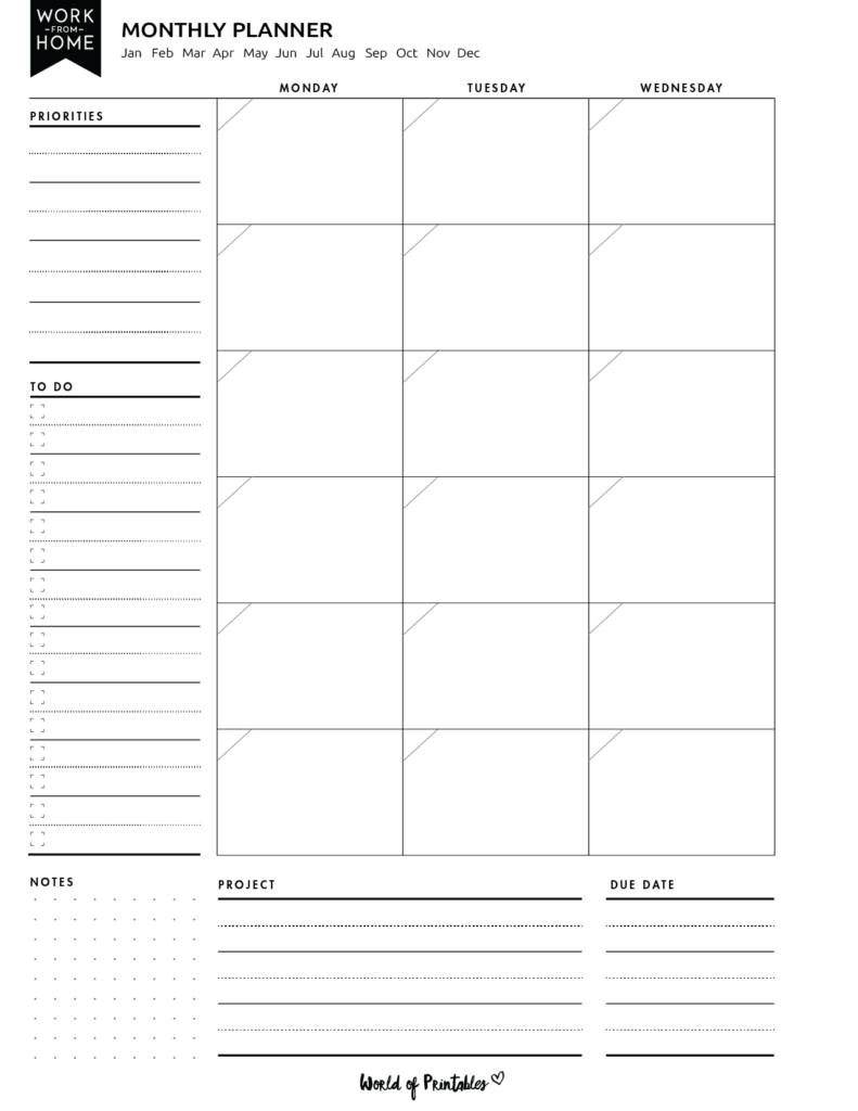Work From Home Planner_Monthly Planner 1