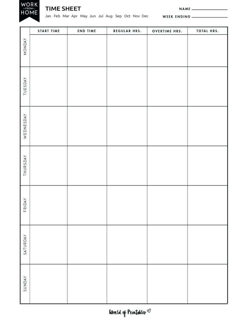 Work From Home Planner_Time Sheet