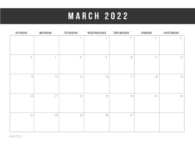 Free Printable March 2022 Calendars - World Of Printables