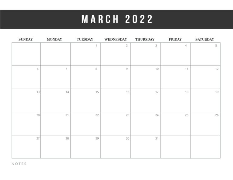 Free Printable March 2022 Calendars - World of Printables