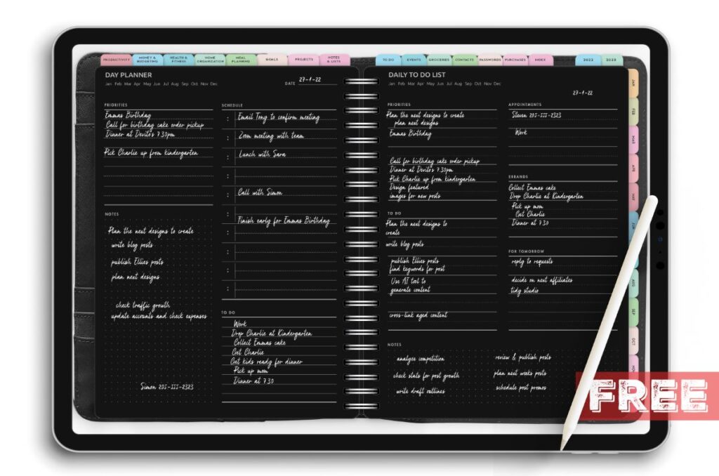 Black Digital Planner Free