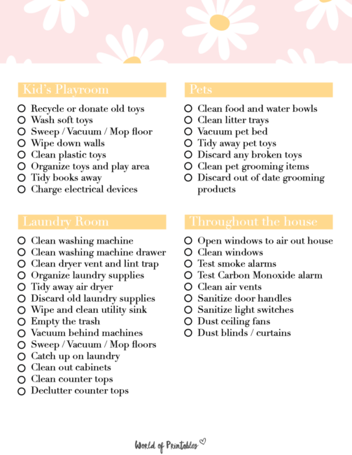 Cleaning Checklist Printable Page 3