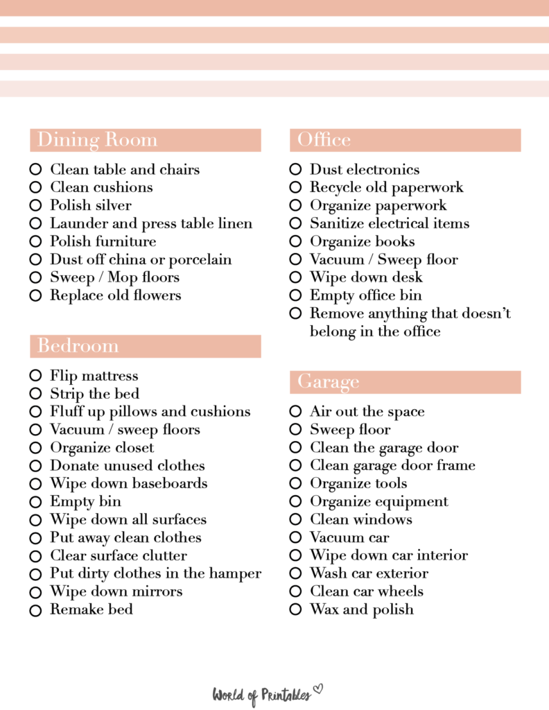 The Ultimate Spring Cleaning Checklist - World of Printables