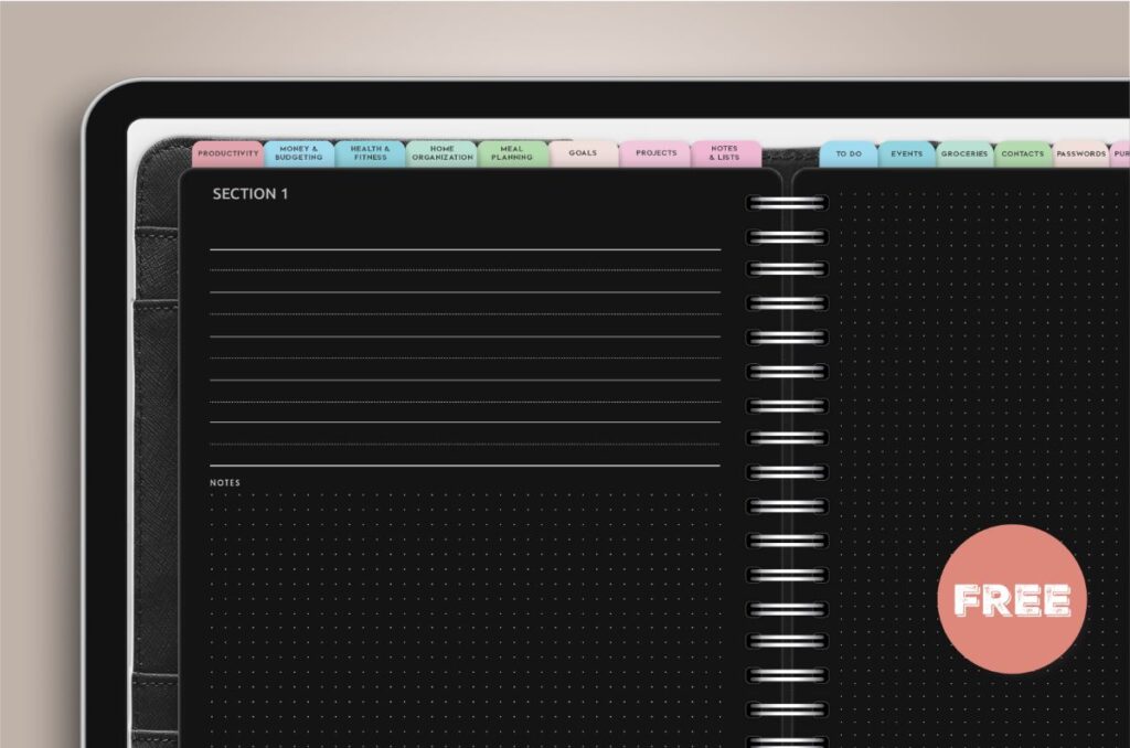 Custom Black Digital Planner