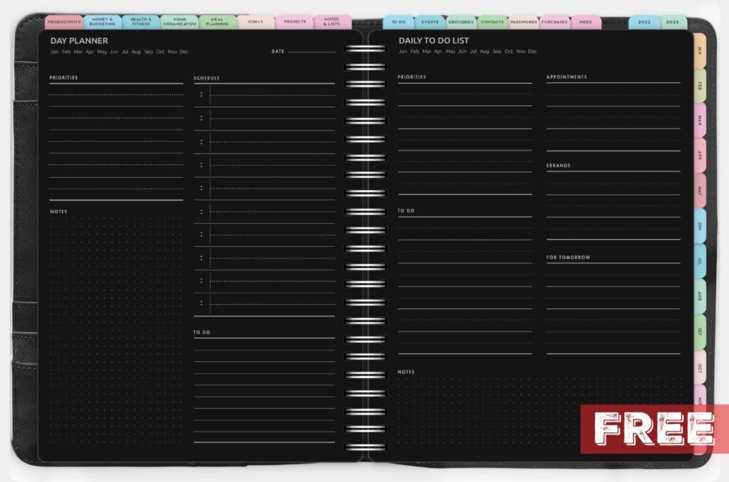 Dark Page Digital Planner